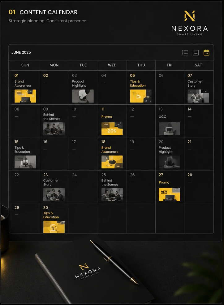 A content calendar of scheduled posts