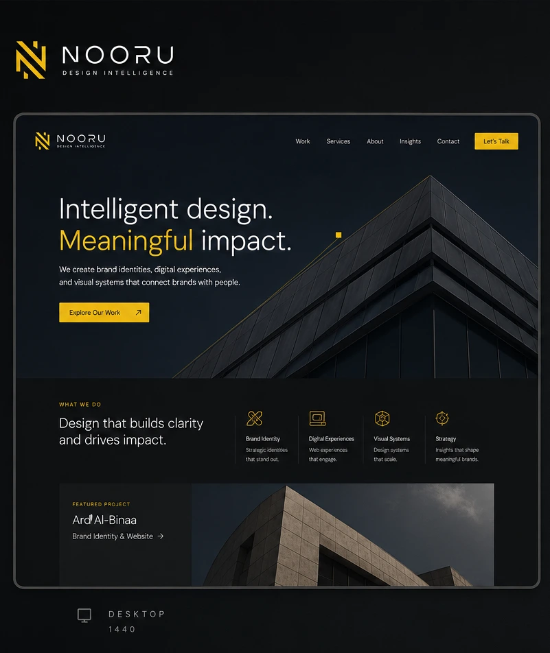 Website design at desktop width