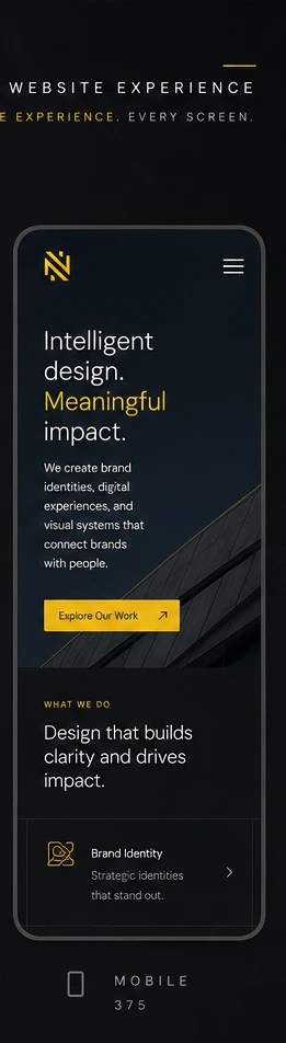 Website design at mobile width