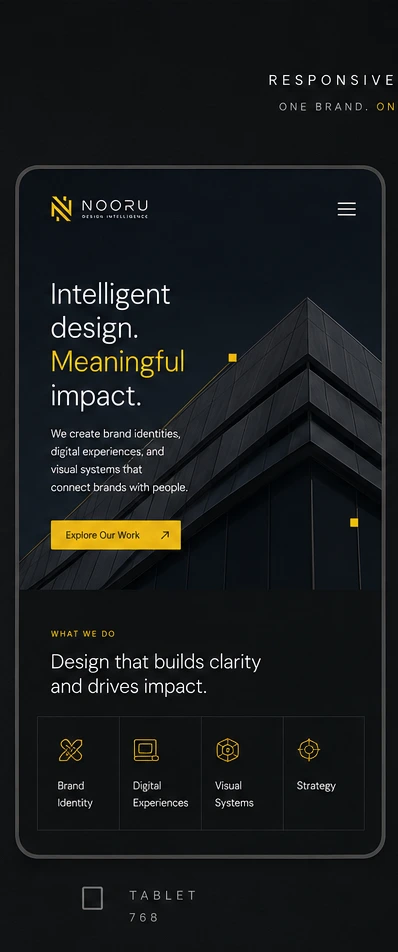 Website design at tablet width